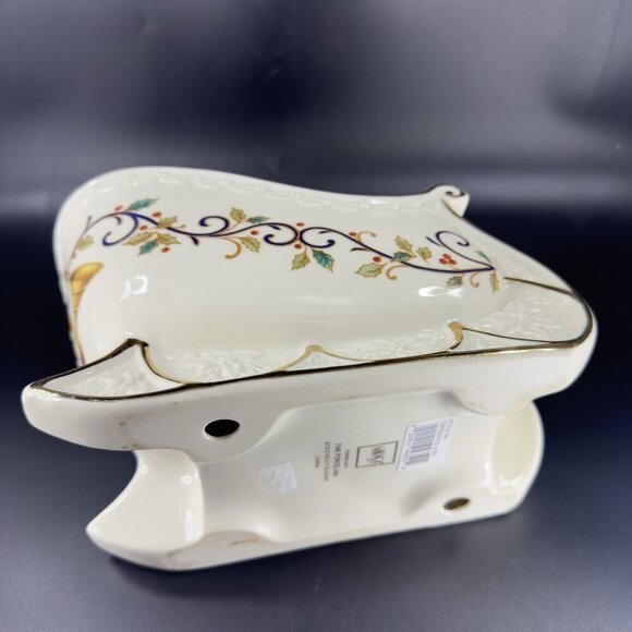 MIkasa Holiday Bloom Christmas Sleigh Centerpiece Fine China Retired New Sticker - Picture 7 of 16